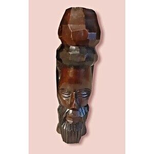 AFRICAN ART Rastafarian Jamaican Hand Carved wooden Man sculpture 8 inch tall